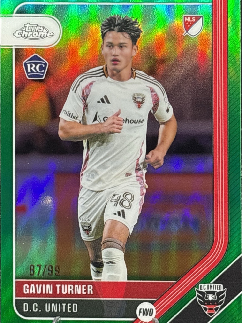 Topps Chrome Gavin Turner D.C. United Rookie Card - Green Refractor LE 87/99